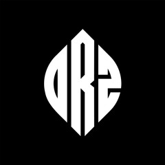 Obraz premium ORZ circle letter logo design with circle and ellipse shape. ORZ ellipse letters with typographic style. The three initials form a circle logo. ORZ circle emblem abstract monogram letter mark vector.