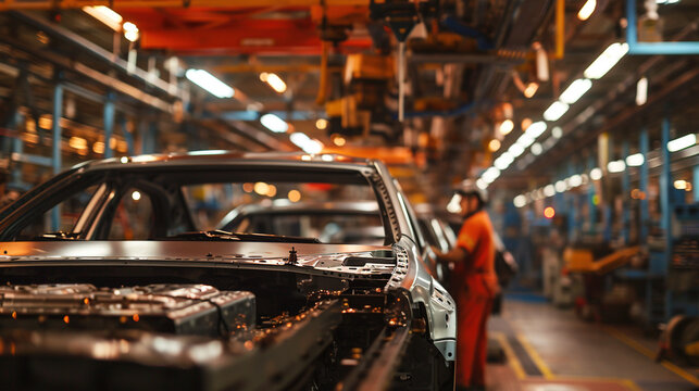 Car factory. The process of creating cars. 