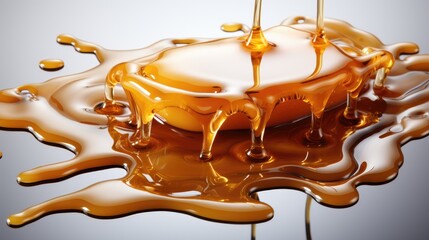 Fototapeta na wymiar Splashes of caramel sauce form a beautiful abstract