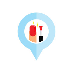 map pointer with nail polish icon vector manicure salon icon