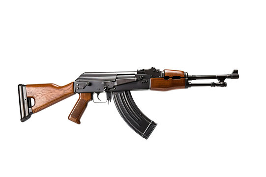 Rare first model AK - 47 assault rifle with a milled receiver isolated on a Transparent background. Generative AI