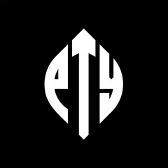 PTY circle letter logo design with circle and ellipse shape. PTY ellipse letters with typographic style. The three initials form a circle logo. PTY circle emblem abstract monogram letter mark vector.