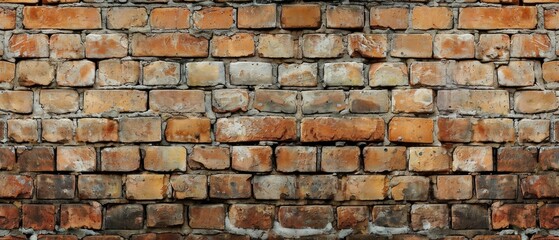 brick wall of red color, wide panorama of masonry