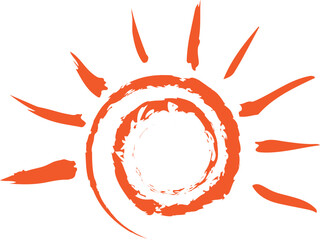 Spiral vector sun with rays. Isolated illustration. Simple design element, logo, icon.