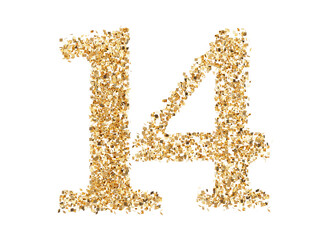 Number 14 glitter gold render