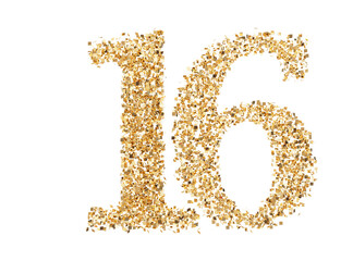 Number 16 glitter gold render