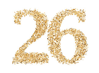 Number 26 glitter gold render