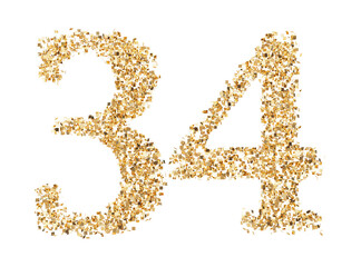 Number 34 glitter gold render