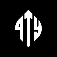 QTY circle letter logo design with circle and ellipse shape. QTY ellipse letters with typographic style. The three initials form a circle logo. QTY circle emblem abstract monogram letter mark vector.