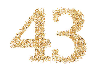 Number 43 glitter gold render