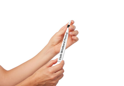 Mockup of person holding customizable fabric ID band