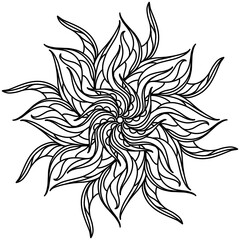 Black line drawings, Circle stripes for coloring.