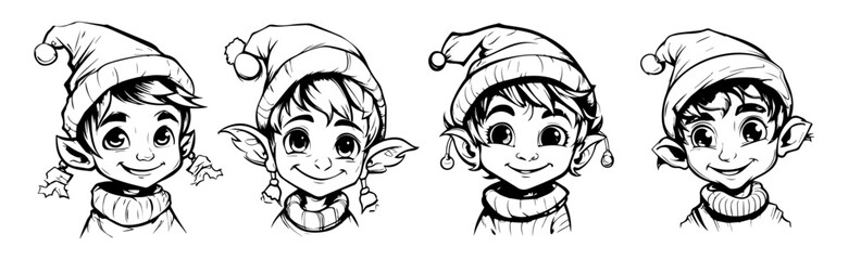 Black and white sketch of elf 