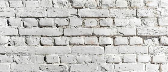 Abstract white brick wall texture for pattern background. wide panorama picture.