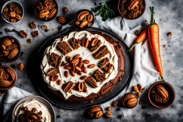 vegan walnuts carrot cake with cashew cream frosting