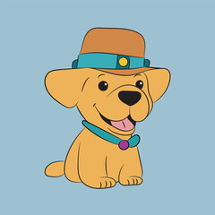 dog happy and funny character cute vector drawing 