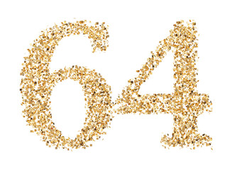 Number 64 glitter gold render