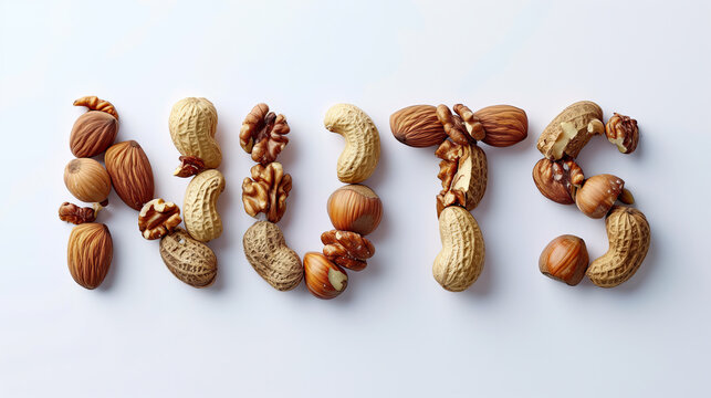 the word NUTS made out of nuts

