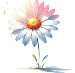 Watercolor Bellis perennis flower png illustration, Generative AI