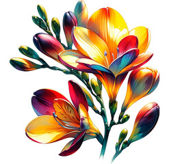 Watercolor Freesia flower png illustration, Generative AI

 - obrazy, fototapety, plakaty