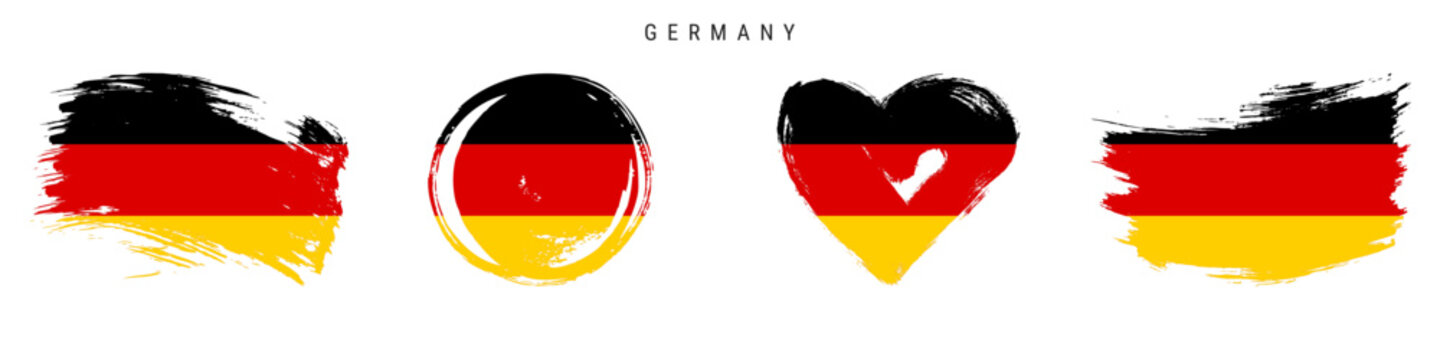 Germany hand drawn grunge style flag icon set. Free brush stroke flat vector illustration isolated on white