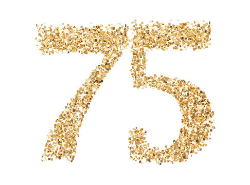 Number 75 glitter gold render