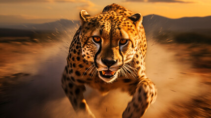 Time lapse motion blur running cheetah