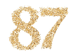 Number 87 glitter gold render