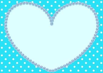 真珠のハート型フレーム背景　素材　飾り枠　見出し　シンプル　おしゃれ　POP