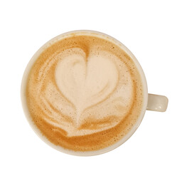 Coffee cappuccino latte art isolated on white background. / latte art coffee or mocha coffee