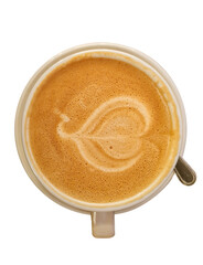 Coffee cappuccino latte art isolated on white background. / latte art coffee or mocha coffee