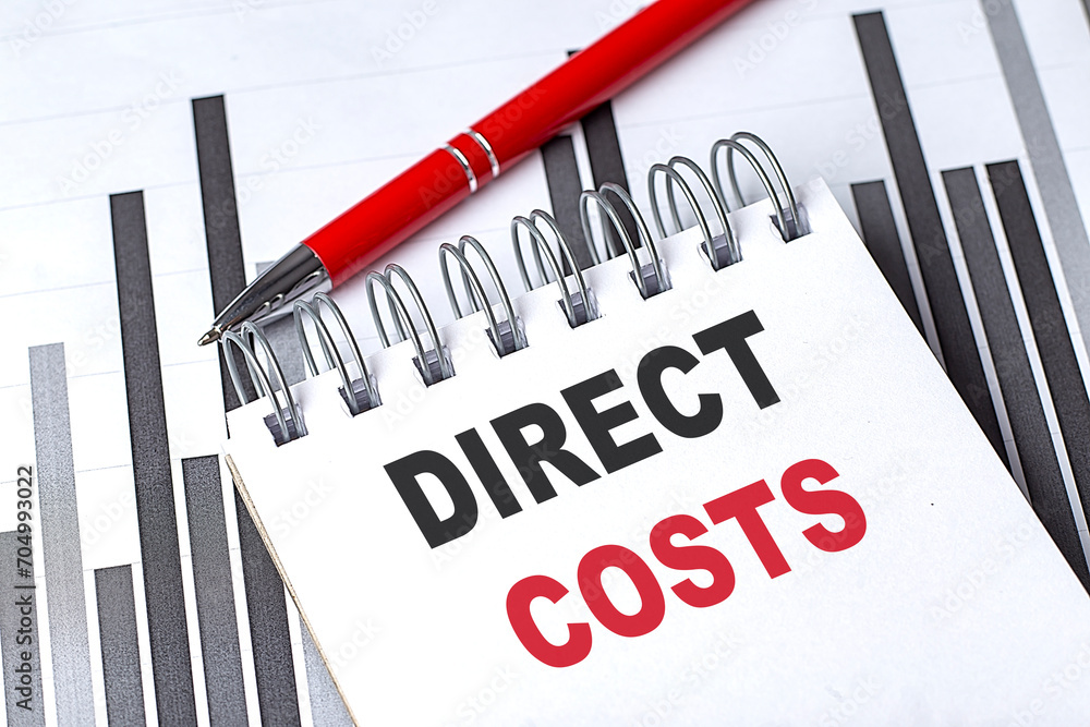 Aufkleber direct costs text written on notebook with pen on chart