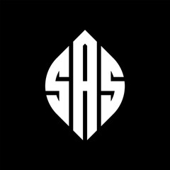 Obraz premium SAS circle letter logo design with circle and ellipse shape. SAS ellipse letters with typographic style. The three initials form a circle logo. SAS circle emblem abstract monogram letter mark vector.