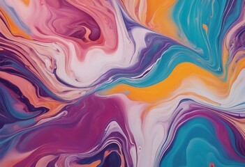 Colorful wave abstract background wallpaper with mixing acrylic paints - obrazy, fototapety, plakaty