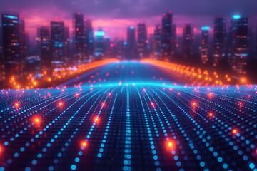 Fototapeta premium Big data connection technology. Smart city and virtual line