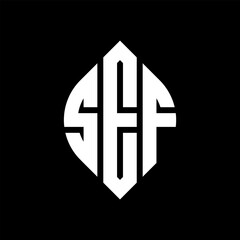 Obraz premium SEF circle letter logo design with circle and ellipse shape. SEF ellipse letters with typographic style. The three initials form a circle logo. SEF circle emblem abstract monogram letter mark vector.