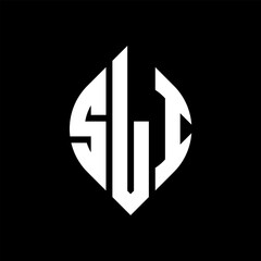 SLI circle letter logo design with circle and ellipse shape. SLI ellipse letters with typographic style. The three initials form a circle logo. SLI circle emblem abstract monogram letter mark vector.