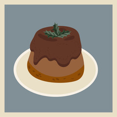Flat Design Illustration with Cupcake and Cream Vanilla, Chocolate