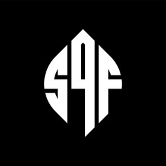 SQF circle letter logo design with circle and ellipse shape. SQF ellipse letters with typographic style. The three initials form a circle logo. SQF circle emblem abstract monogram letter mark vector.