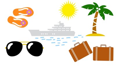 Summer holiday icon set