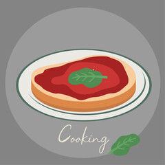 Flat Design Illustration with Tomato Slice Bread