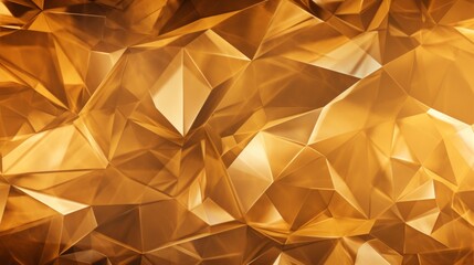 Abstract Gold Crystal Background with Faceted Texture AI Generated - obrazy, fototapety, plakaty