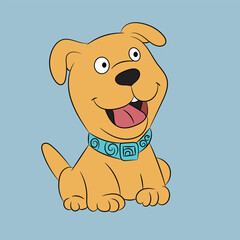 dog happy and funny character cute vector drawing 
