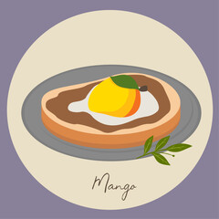 Flat Design Illustration with Mango Slice Bread