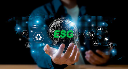 ESG, Environmental, Social and Governance Sustainable Industry of Business global warming reduction...