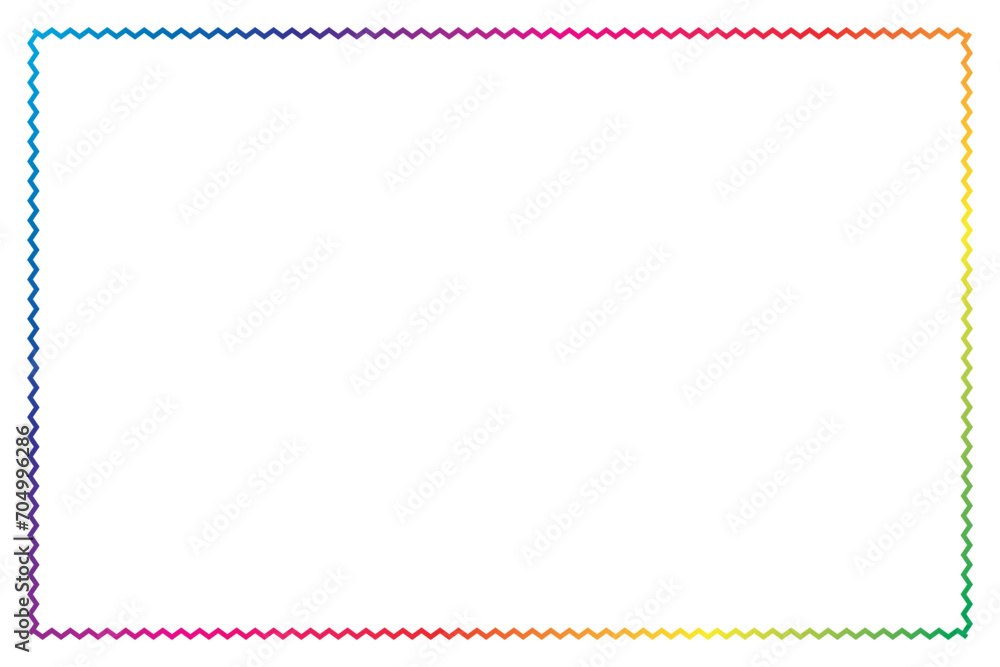 Aufkleber simple of frame. design vector rectangle with zigzag lines rainbow on white background. design print