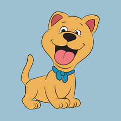 dog happy and funny character cute vector drawing 
