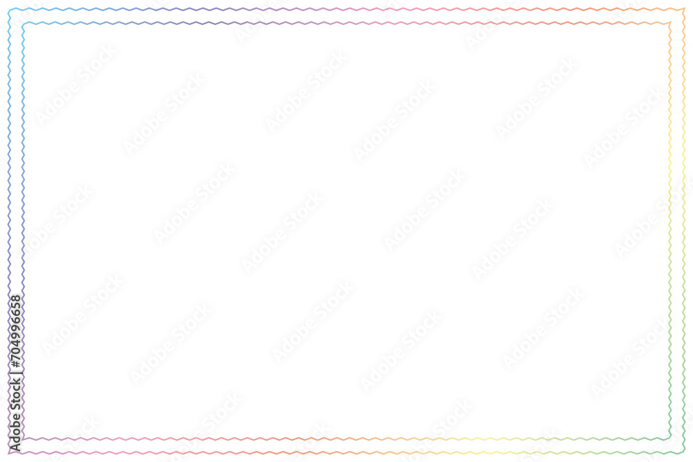 Poster simple of frame. design vector rectangle with zigzag lines rainbow on white background. design print