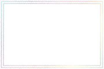Simple of frame. Design vector rectangle with zigzag lines rainbow on white background. Design print for illustration, greeting cards, wedding invitations, menu, royal certificates, background. Set 9
