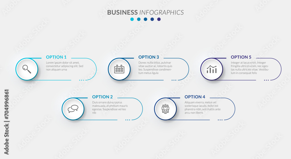 Poster vector modern infographic data design template. vector illustration with 5 steps and icons. can be u